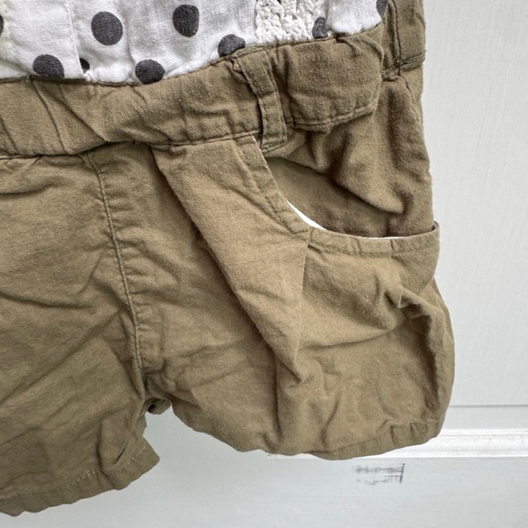 Bit’s Kids Girls Size 4 - 5 Polka Dot and Olive Green Short Sleeve Romper - Picture 4 of 8